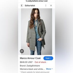 Zadig & Voltaire Women's Marco Amour coat. Size MEDIUM. Sold out style.